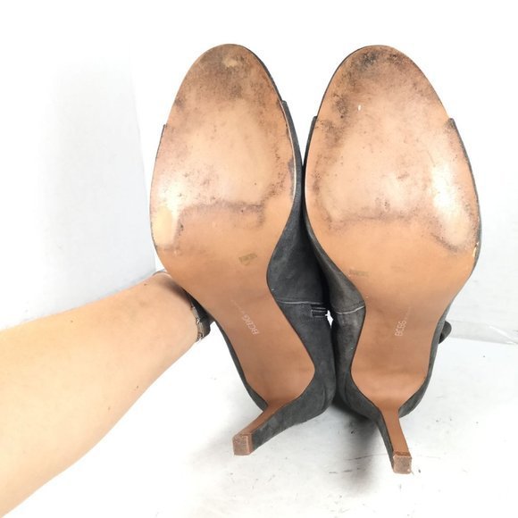 BCBGeneration Women Peep Toe Ankle Boots Grey Size 9.5 Leather Heels - Picture 7 of 11